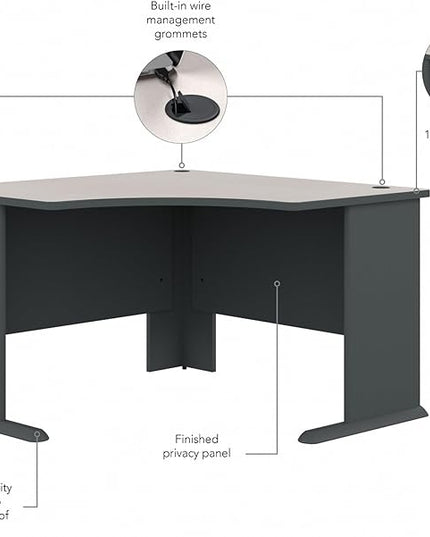 Bush Business Furniture Series A 48W Corner Desk in White Spectrum and Slate, Small Computer Table for Home or Professional Office