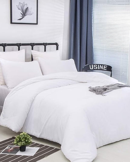 CLOTHKNOW White Twin/Twin XL Comforter Set 3Pcs White Bedding Comforter Sets Soft All Season Bed Comforter with 2 x Pillow Cases