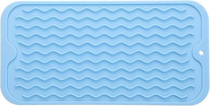 Silicone Dish Drying Mat for Multiple Usage,Easy clean,Eco-friendly,Heat-resistant Silicone Mat for Kitchen Counter or Sink,Refrigerator or Drawer Liner Light Blue S 12 inches x 6 inches