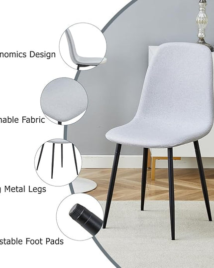 Dinner Table Set for 4, 5 Piece Dining Table Set with Chairs, 63" Faux Marble Modern Table with 4 Linen Fabric Chairs, for Kitchen & Dining Room