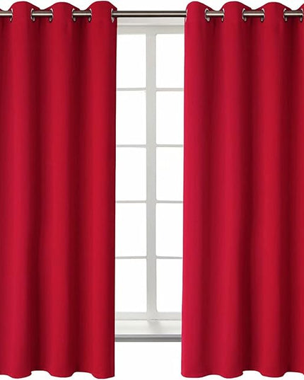 BGment Room Darkening Curtains 63 Inches Long - Grommet Thermal Insulated Drapes Window Treatment Curtains for Bedroom, 2 Panels, 52 x 63 Inch, Red