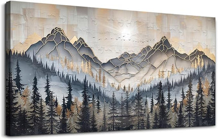 PHAOHUAXM Large Canvas Wall Decor For Bedroom Large Wall Art For Living Room Dining Room Modern Office Abstract Ink-Wash Landscape Mountain Wall Pictures Artworks Home Decor Ready To Hang 30"X60"