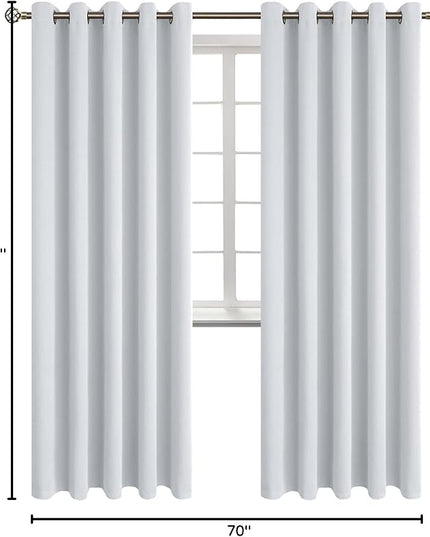 BGment Room Darkening Curtains 84 Inches Long - Grommet Thermal Insulated Drapes Window Treatment Curtains for Bedroom, 2 Panels, 70 x 84 Inch, Greyish White