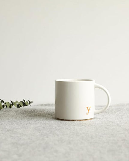 COLLECTIVE HOME - Monogram Ceramic Mugs, 15 oz Golden Initial Coffee Cups, Elegant Alphabet Tea Mugs, Elegant Personalized Mug with Gift Box, Luxurious Cups for Office and Home (y)