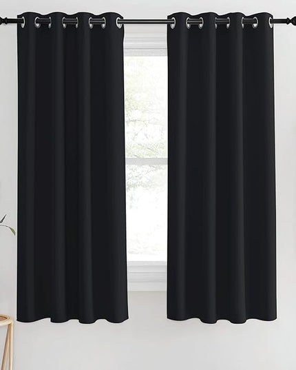 NICETOWN Blackout Black Curtain for Bedroom - Blackout Thermal Insulated Window Treatment Solid Grommet Room Darkening Soundproof for Bedroom/Boys Room (1 Panel, W46 x L63)