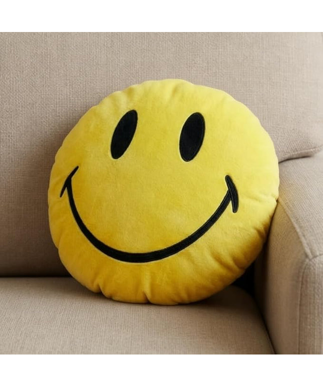 Smiley Face Pillow - Cute Plush for Fun Bedroom Decor - 16" X 16" Soft Cotton Cool Smiley Pillow with Inserts Included - Birthday Gift - Room Decor Aesthetic for Bedroom. (Yellow)