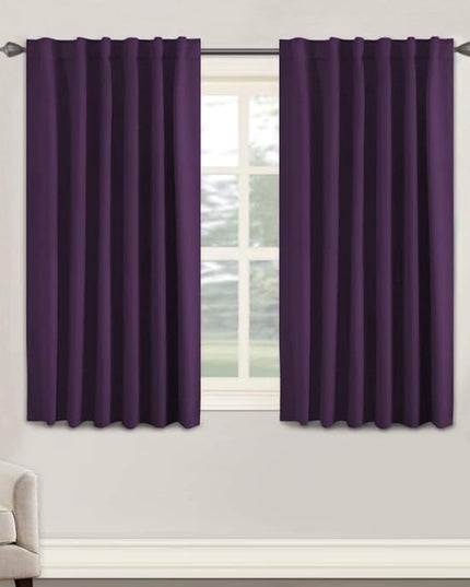 H.VERSAILTEX Blackout Curtains Thermal Insulated Window Treatment Panels Room Darkening Blackout Drapes for Living Room Back Tab/Rod Pocket Bedroom Draperies, 52 x 54 Inch, Plum Purple, 2 Panels