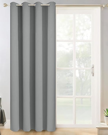Yakamok Wide Thermal Blackout Patio Door Curtain Panel, Dove Grey Grommet Sliding Door Insulated Curtains, Extra Wide Curtains for Sliding Glass Door, Dove Gray, W52 x L84, 1 Panel
