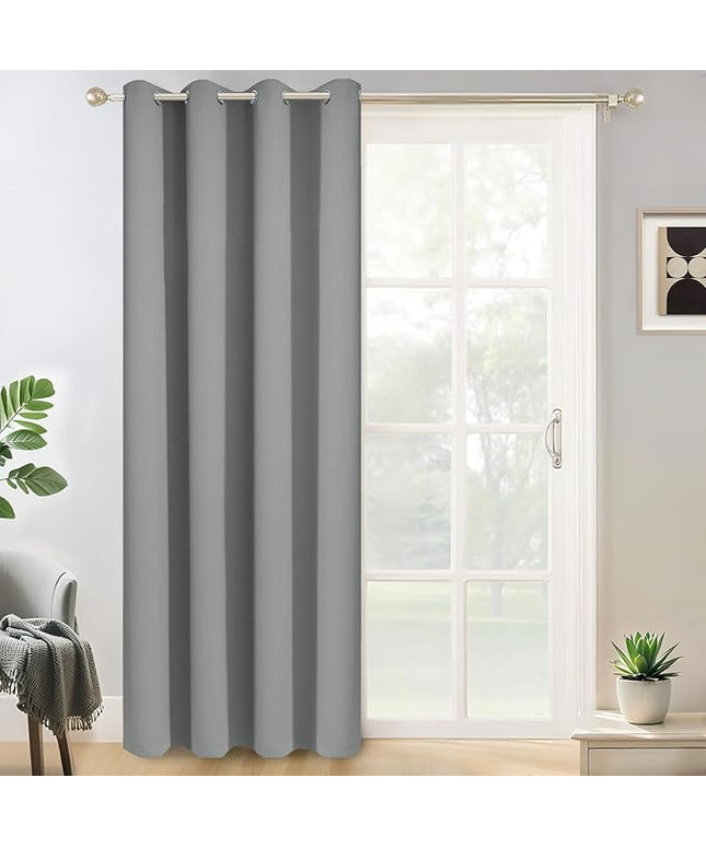 Yakamok Wide Thermal Blackout Patio Door Curtain Panel, Dove Grey Grommet Sliding Door Insulated Curtains, Extra Wide Curtains for Sliding Glass Door, Dove Gray, W52 x L84, 1 Panel