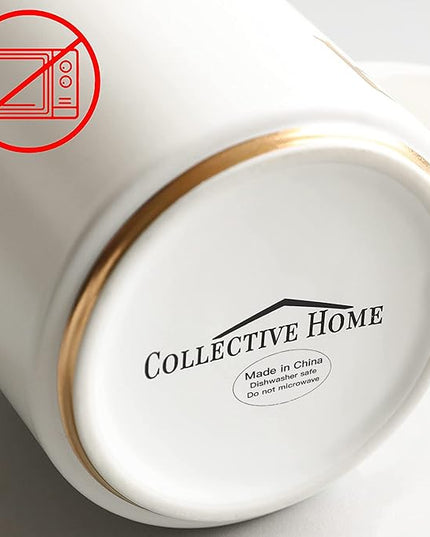 COLLECTIVE HOME - Monogram Ceramic Mugs, 15 oz Golden Initial Coffee Cups, Elegant Alphabet Tea Mugs, Elegant Personalized Mug with Gift Box, Luxurious Cups for Office and Home (s)