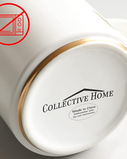 COLLECTIVE HOME - Monogram Ceramic Mugs, 15 oz Golden Initial Coffee Cups, Elegant Alphabet Tea Mugs, Elegant Personalized Mug with Gift Box, Luxurious Cups for Office and Home (k)