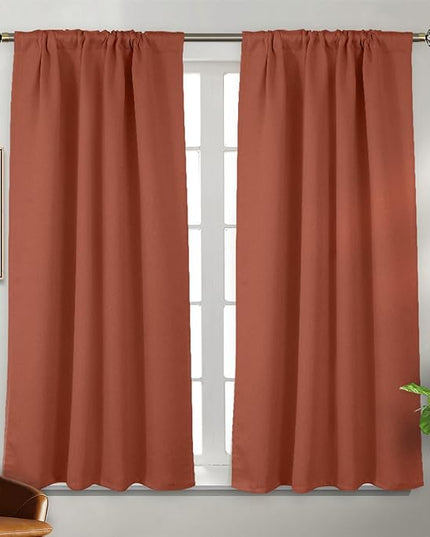 BGment Terracotta Blackout Curtains - 45 Inch Curtains Thermal Insulated Noise Reducing Energy Efficiency Privacy Small Window Fall Decor for Kitchen Bedroom Bathroom, 2 Panels, Each 38 x 45 Inch