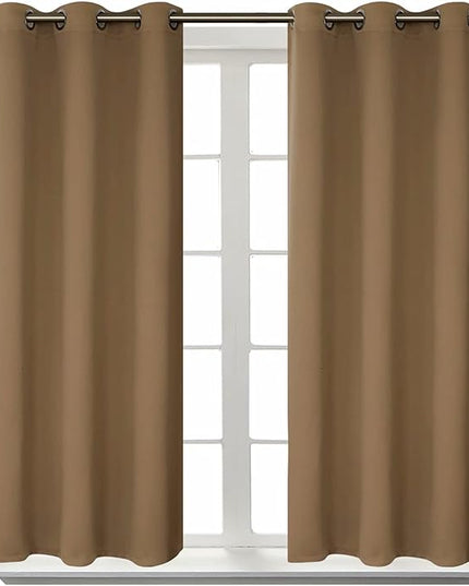 BGment Blackout Curtains for Living Room - Grommet Thermal Insulated Room Darkening Curtains for Bedroom, 2 Panels of 38 x 54 Inch, Taupe