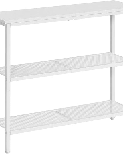 HOOBRO 29.5" Narrow Console Table, 3-Tier Entryway Table, Thin Sofa Table with Shelves, Side Table, Display Table, for Hallway, Entrance, Living Room, Bedroom, White WW73XG01