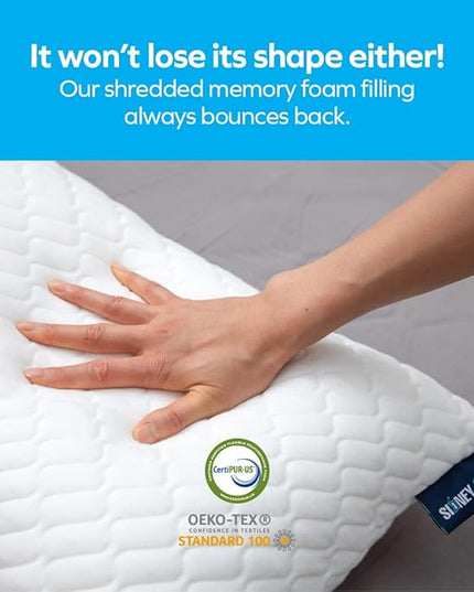 Sidney Sleep Adjustable Curved Contour Fill Pillow – Queen Size – for Side and Back Sleepers – Neck & Shoulder Comfort Support – Extra Fill Included (White)