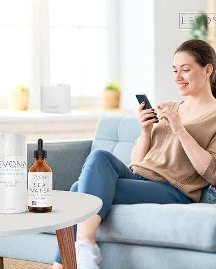 Levona Scent Essential Oils - Scents for Home, Hotel & Office Use - Perfect for Home Diffuser & Humidifiers - Aroma Fragrance Oil, Ideal for Massage, Relaxation, and Spa - Sea Water, 120ml