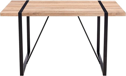 55'' Kitchen Table,Dinner Table for 4-6, Kitchen & Dining Room Tables,Wood Dining Table with Metal Legs for Living Room & Dining Room