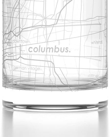 Well Told Engraved Columbus Ohio Map Rocks Glass, Old Fashioned Whiskey Glass (11 oz, Clear) Etched Whiskey Glass, Gifts For Whiskey Lovers