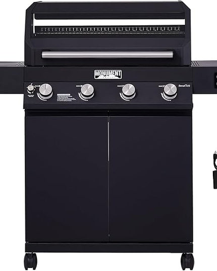 Monument Grills 4-Burner Liquid Propane Gas Smart bbq Grill Denali 425 with Stainless Steel Rotisserie Kit(2 Items)