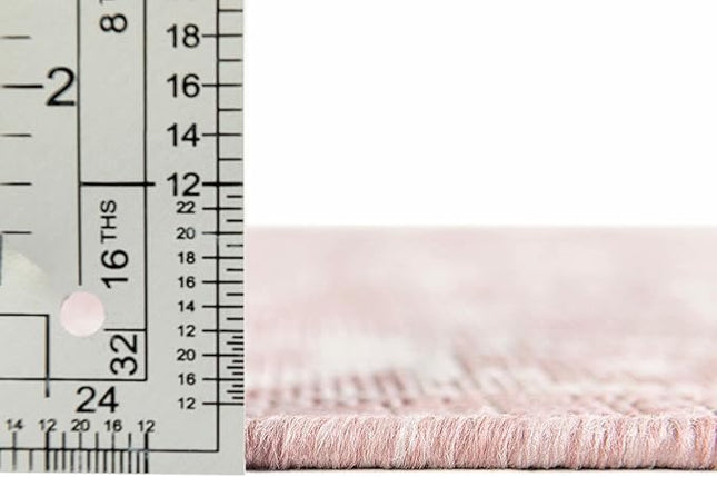 Rugs.com Outdoor Aztec Collection Rug – 5' x 8' Pink Flatweave Rug Perfect for Living Rooms, Large Dining Rooms, Open Floorplans