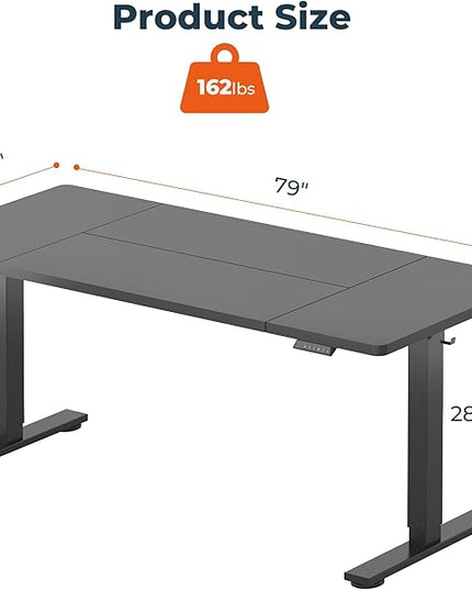 Adjustable Standing Desk, Large 79x31 Inches Standing Desk with Cable Management, Height Adjustable Home Office Computer Desk with with Cup Holder & Memory Preset