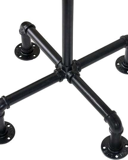 MyGift 64 Inch Industrial Black Metal Freestanding Coat Rack Stand with Realistic Pipe Design and 12 Hooks, Entryway Organizer for Hanging Coats, Hat, Handbags, Scarves