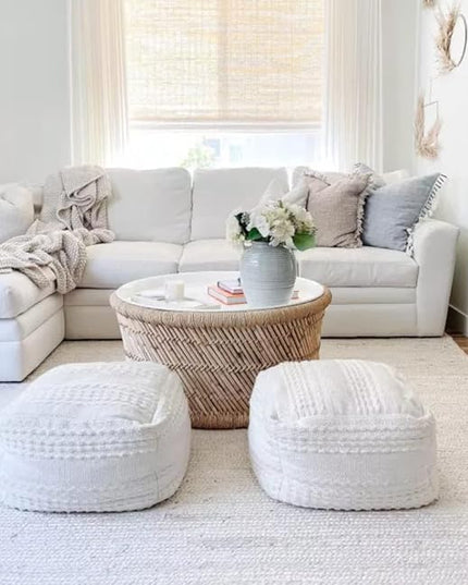 FRELISH DECOR Handwoven Jute Area Rug - Off-White Rectangular Rustic Vintage Beige Braided Reversible Rug - Eco Friendly Rug for Bedroom - Kitchen - Living Room - Farmhouse (6'x9' - Off-White)