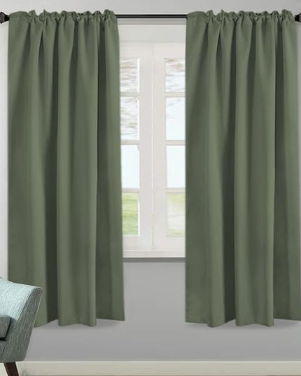 H.VERSAILTEX Blackout Curtains Thermal Insulated Window Treatment Panels Room Darkening Blackout Drapes for Living Room Back Tab/Rod Pocket Bedroom Draperies (2 Panels, Bronze Green, 52 x 72 Inch)