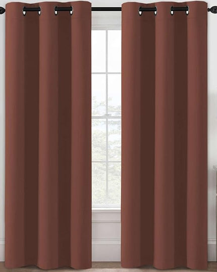 H.VERSAILTEX Blackout Curtains for Bedroom Thermal Insulated Room Darkening Living Room Curtains 84 Inch Long Grommet Privacy Protection Window Curtain Panels/Drapes for Nursery, 2 Panels, Rust