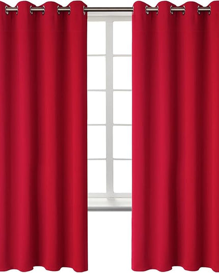 BGment Room Darkening Curtains 72 Inches Long - Grommet Thermal Insulated Drapes Window Treatment Curtains for Bedroom, 2 Panels, 52 x 72 Inch, Red