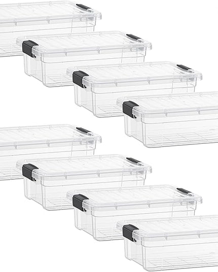 Superio Clear Storage Boxes with Lids, 2.3 Quart Plastic Container Bins for Organizing, Stackable Crates, BPA Free, Non Toxic, Odor Free, Organizers for Home, Office and Dorm, 8 Pack