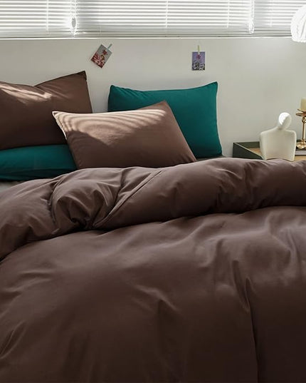 Houseri Brown Full Size Comforter Set-3 Pieces Mocha Chocolate Bedding Sets Soft Comfy Teen Boys Chestnut Colored Comforters Lightweight All Seasons Vintage Dark Brown Farmhouse Bed Blanket Quilt Full