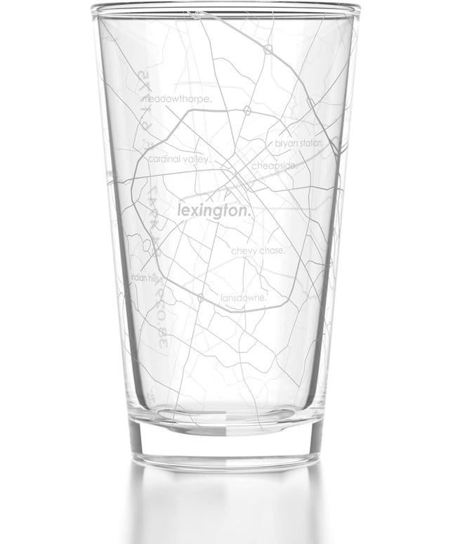 Well Told Engraved Lexington Kentucky Map Pint Glass, Etched Beer Gift (16 oz, Clear) City Map Pint, Custom City Glassware, Gifts For Beer Lovers