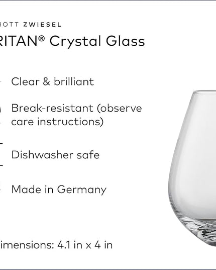 SCHOTT ZWIESEL Forté Rocks Glass (Set of 6), Stemless Tumbler for Various Types of Wine, Dishwasher-Safe Tritan Crystal Glasses, Made in Germany (20 Ounce)