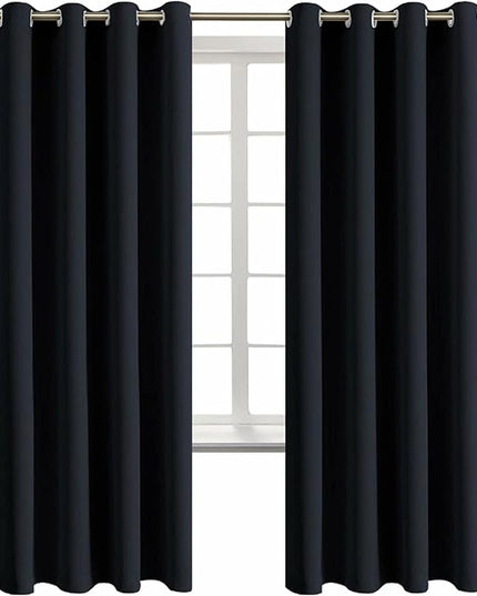 BGment Blackout Curtains for Living Room - Grommet Thermal Insulated Room Darkening Curtains for Bedroom, Set of 2 Panels (52 x 72 Inch, Black)