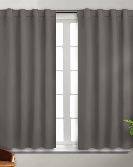 BGment Rod Pocket and Back Tab Blackout Curtains for Bedroom - Thermal Insulated Room Darkening Curtains for Living Room, 2 Window Curtain Panels (38 x 54 Inch, Grey)