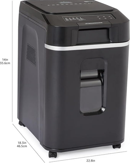 Amazon Basics 200-Sheet Auto Feed Cross Cut Paper Shredder with Pullout Basket, Black