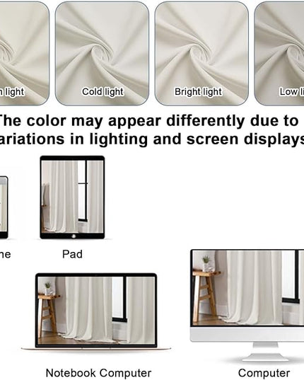 Gwine Natural Light Filtering Curtains for Bedroom 84 inches Long 2 Panels Set, Solid Noise Reducing Thermal Insulated Blackout Curtains for Living Room with Rod Pocket, Each 40" Wx84 L