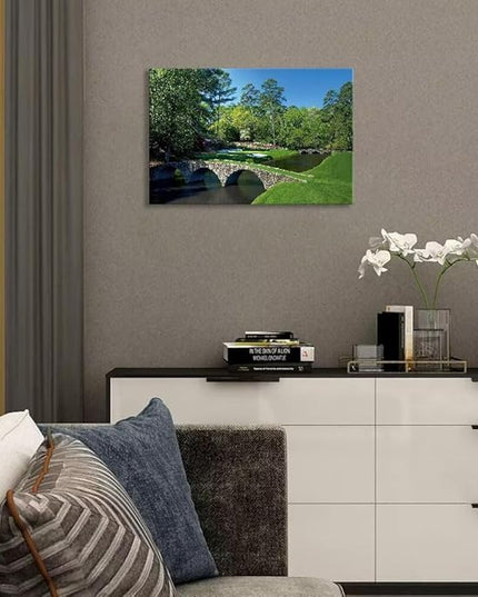chenchenArt Augusta National Golf Course Wall Art - Augusta Golf Course 12th Hole Wall Art for Living Room Bedroom Bathroom Home Decorations Golf Art Canvas Prints Framed Ready to Hang(12''H x 16''W)