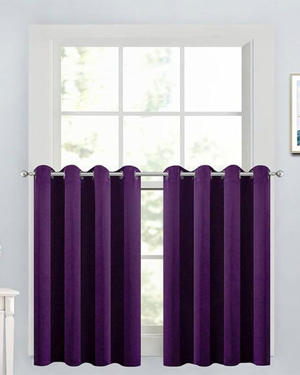 Yakamok Kitchen Bathroom Window Curtains - Blackout Curtains Small Window Short Drapes for Bedroom Living Room Kids Nursery Room(2 Panels,Purple,52x36 Inch)