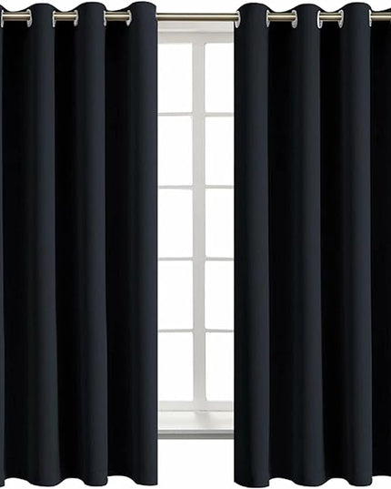 BGment Black Blackout Curtains for Bedroom - Grommet Thermal Insulated Room Darkening Block Out Curtains for Living Room, Set of 2 Panels, 52 x 63 Inch