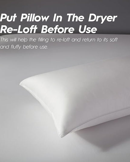 Globon Luxury Down Pillow Queen Size, Firm Hotel Collection Bed Pillow with 100% Cotton Cover, Down Surrounded Feather Pillow, 20x30 Inches (1 Pack)