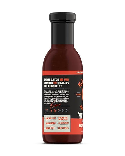 Kosmos Q Peach Habanero BBQ Sauce, Sweet and Spicy Barbecue Sauce for Ribs, Pork, Chicken, or Brisket, Thick Marinade & Finishing Glaze with Real Peach and Habanero Pepper, Gluten Free, 15.5 Oz Bottle