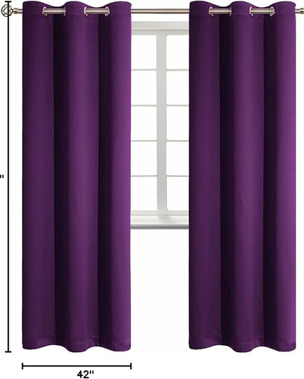 BGment Blackout Curtains - Grommet Thermal Insulated Room Darkening Bedroom and Living Room Curtain, Set of 2 Panels (42 x 84 Inch, Royal Purple)