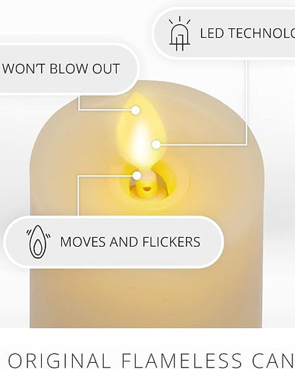 Luminara Classic Slim Flameless LED Candle, Ivory 2" x 7.9", Battery Operated Moving Flame Pillar w/Timer, Safe Realistic Wax Candle, Home Decor