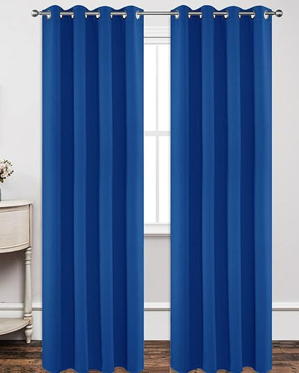 Joydeco Blackout Curtains 108 Inch Length 2 Panels Set, Thermal Insulated Long Curtains& Drapes 2 Burg, Room Darkening Grommet Drapes for Living Room Bedroom Window (W52 x L108 Inch, Royal Blue)