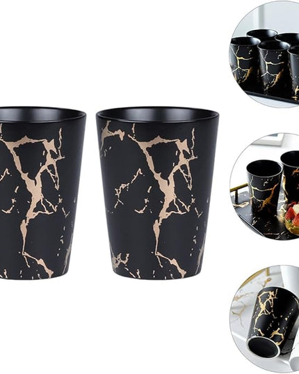 BESPORTBLE 2pcs Ceramic Coffee Mugs with Unique Black Gold Marble Pattern Nordic Style Porcelain Cups for Home Office Cafe Elegant Drinkware for Coffee Tea Juice
