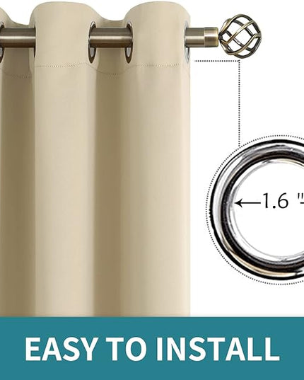 BGment Room Darkening Curtains 120 Inches Long - Grommet Thermal Insulated Drapes Window Treatment Curtains for Bedroom, 2 Panels, 52 x 120 Inch, Beige