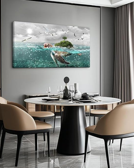 Canvas Wall Art For Living Room Large Size Wall Decor For Bedroom Artwork For Walls Pictures Sea Turtles Canvas Art Prints Bathroom Decoration Blue Ocean Paintings Ready To Hang Room Home Decorations