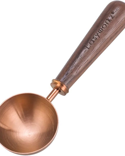 Easyworkz Retro Stainless Steel Coffee Spoon With Black Walnut Handle,10g - Measuring Spoon (Rose gold)